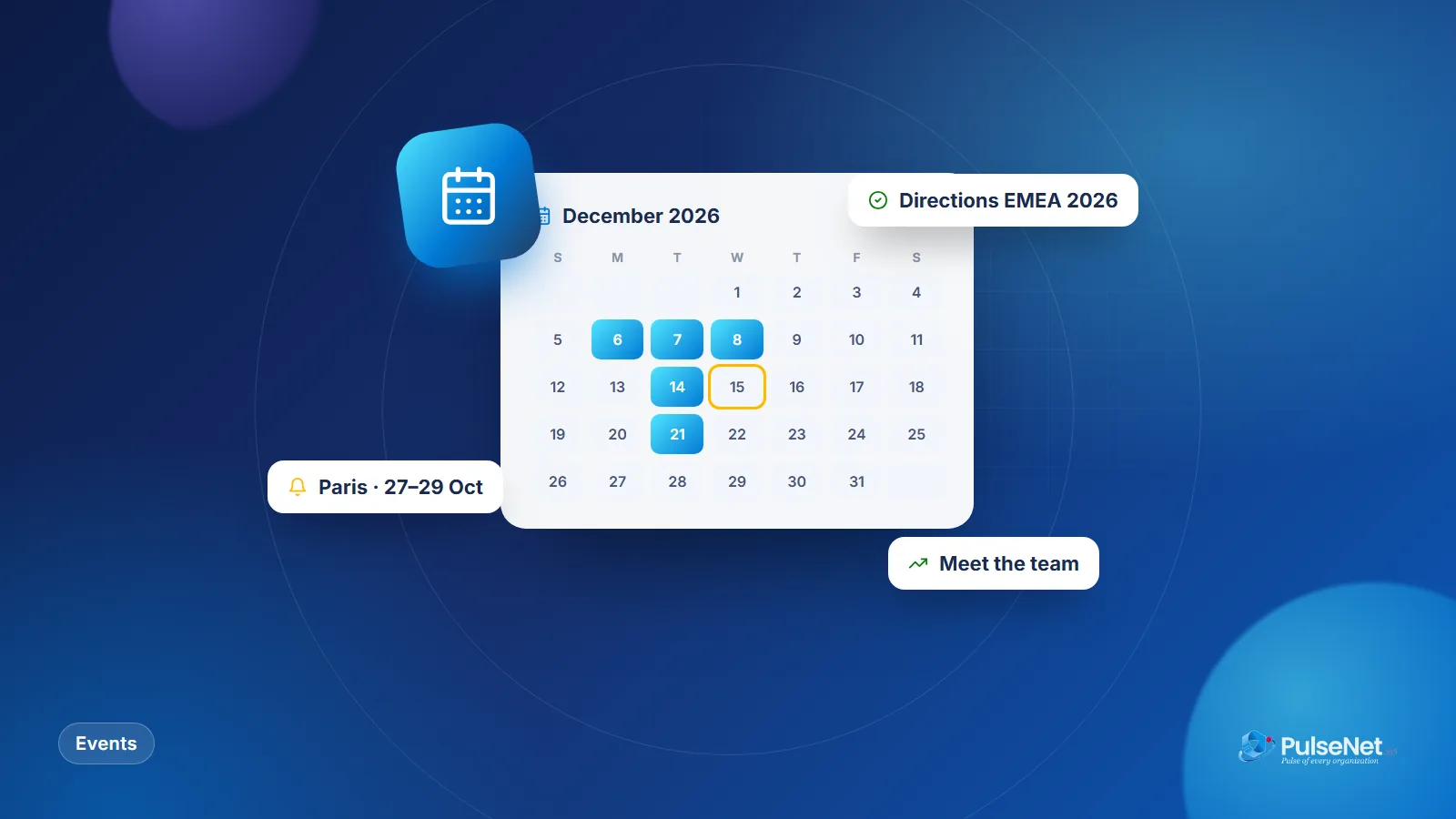 Illustration of a calendar with Directions EMEA 2026 in Paris, 27 to 29 October
