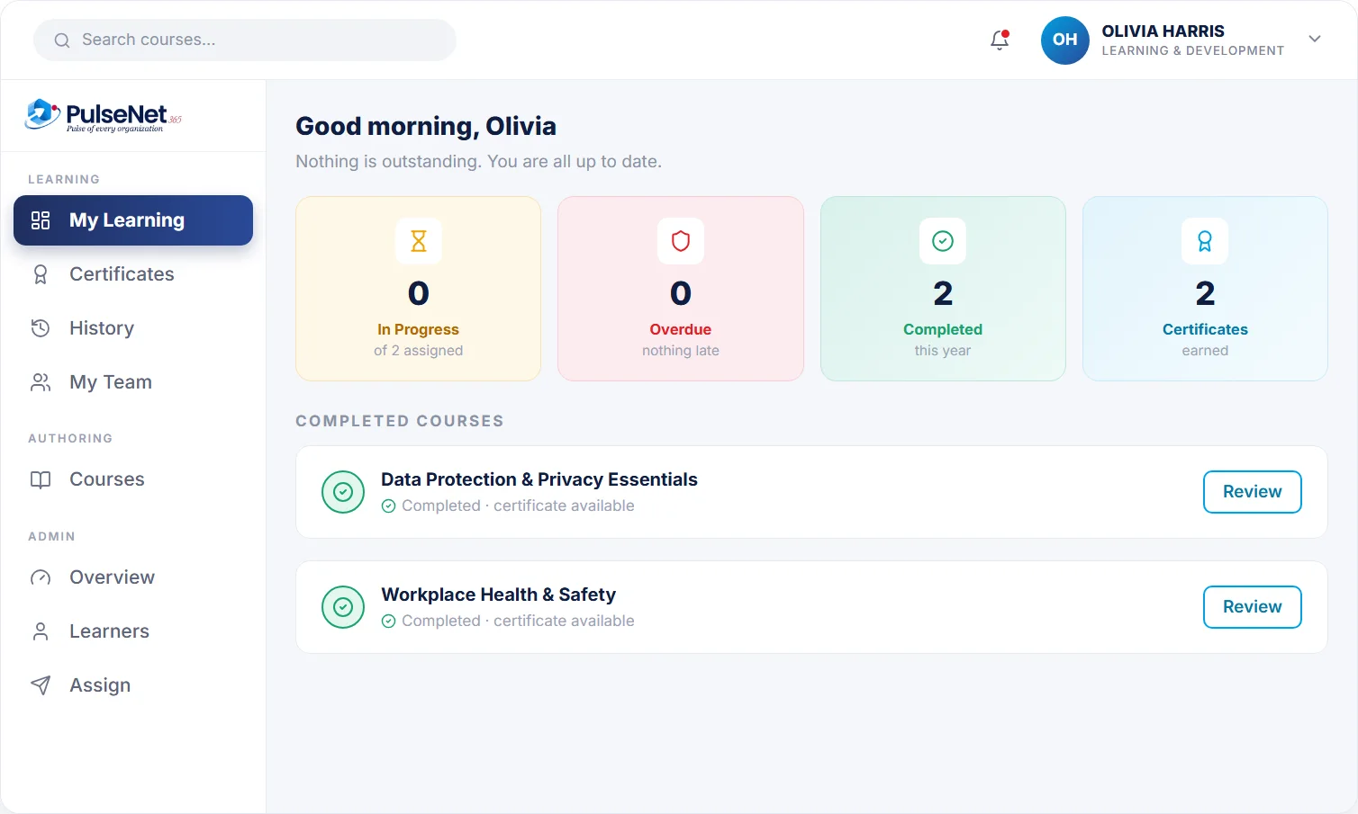 PulseNet365 learning hub